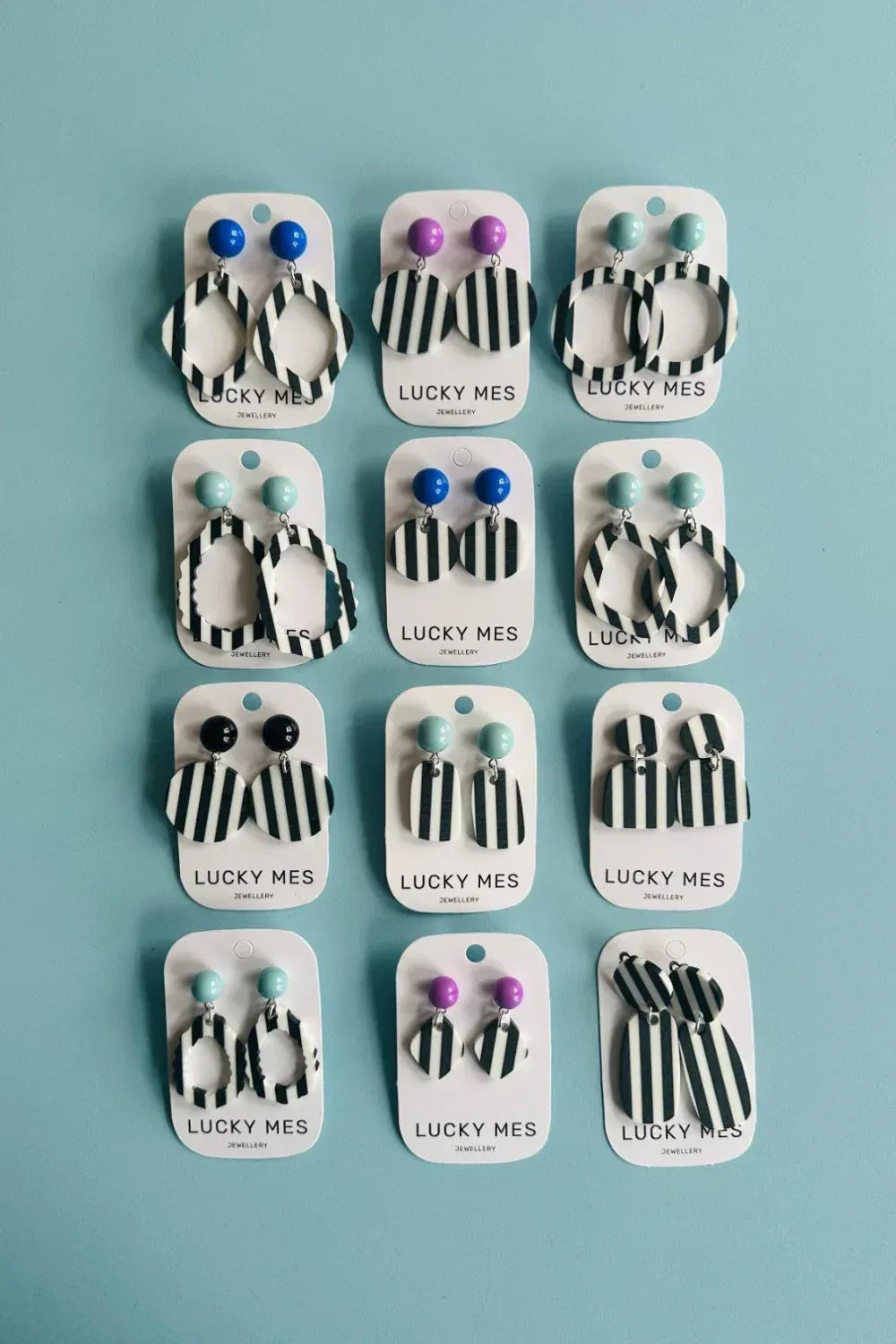Schwarz Weiß Streifen Ohrringe aus recyceltem Acryl – Lucky Ears | Lucky Mes