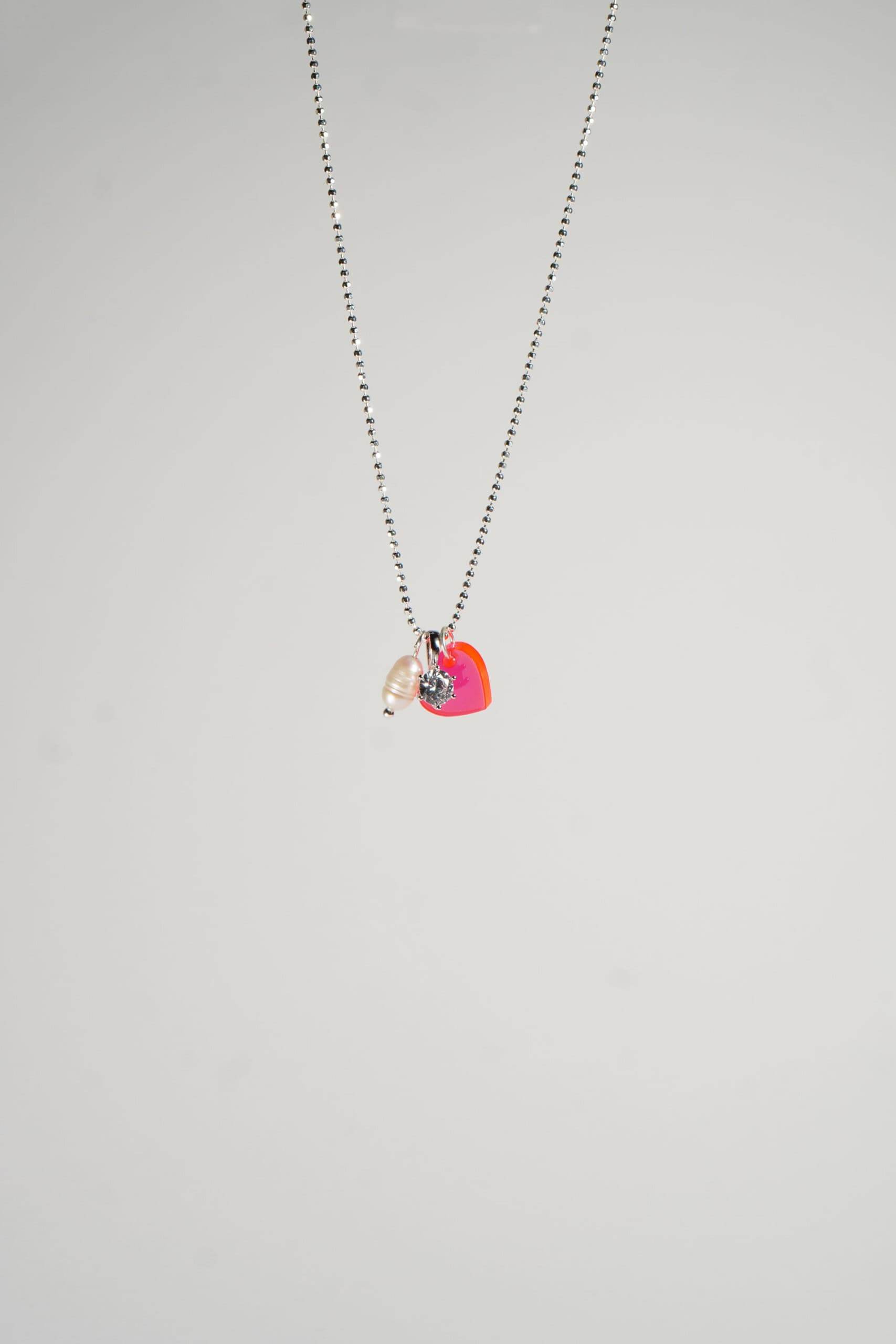 Lucky Necklace Pearl Zirkonia Heart - LUCKY MES